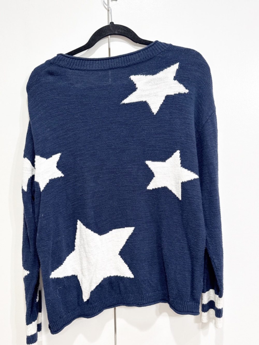 Loft Lou & Grey Navy White Star Sweater Size Latge - Picture 4 of 4